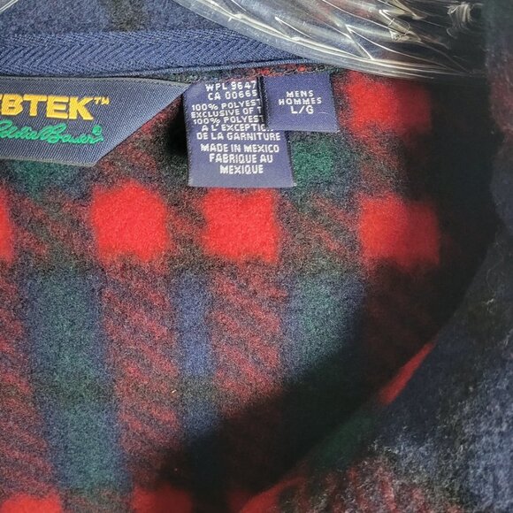 Eddie Bauer Men’s EBTEK 1/4 Zip-up Plaid Warm Fleece Pullover (Size: Large) - Picture 3 of 14
